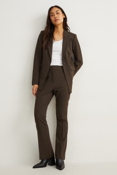 Femei - Pantaloni office - talie medie - flared - 4 Way Stretch - maro