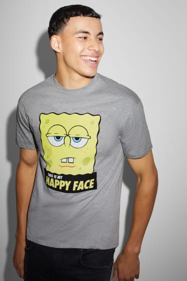 Herren - T-Shirt - SpongeBob Schwammkopf - grau-melange