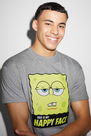 Herren - T-Shirt - SpongeBob Schwammkopf - grau-melange