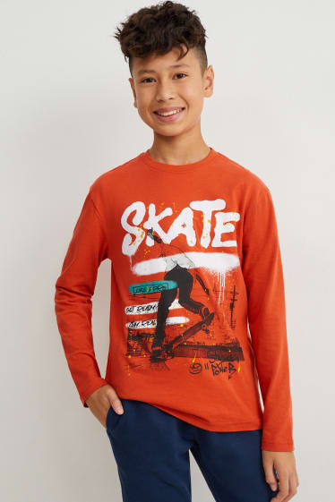 Children Boys - Multipack of 3 - long sleeve top - dark orange