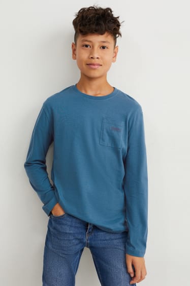 Kinderen: jongens - Set van 2 - longsleeve - petrol