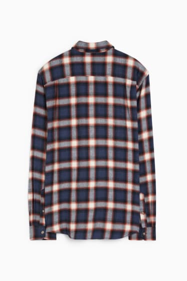 Hommes - Chemise - regular fit - col kent - à carreaux - bleu foncé