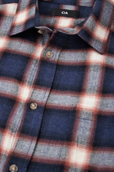 Hommes - Chemise - regular fit - col kent - à carreaux - bleu foncé