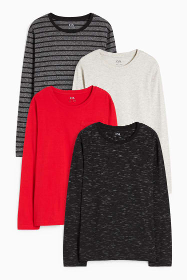 Children Boys - Extended sizes - multipack of 4 - long sleeve top - red