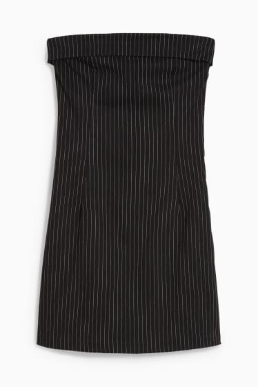 Femmes - Robe bandeau - fines rayures - noir