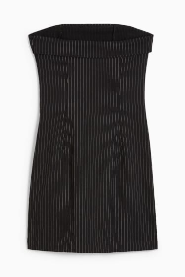 Femmes - Robe bandeau - fines rayures - noir