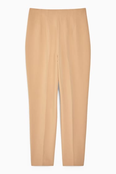 Women - Cloth trousers - high waist - tapered fit - light brown