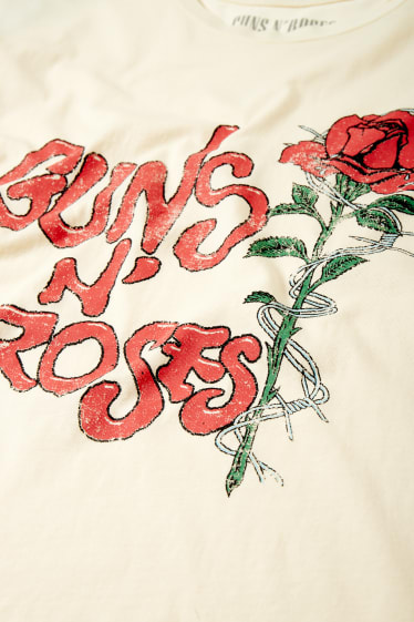 Dames - CLOCKHOUSE - T-shirt - Guns N' Roses - crème wit