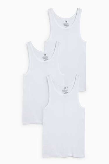 Heren - Set van 3 - onderhemd - fijnrib - naadloos - wit