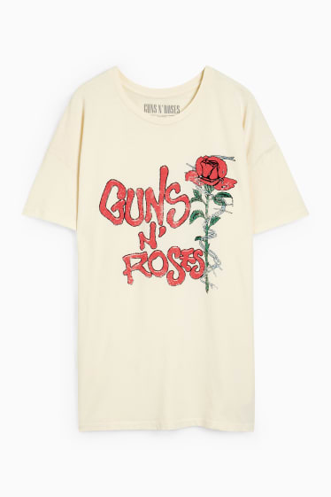 Dames - CLOCKHOUSE - T-shirt - Guns N' Roses - crème wit