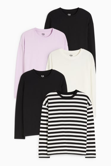 Kinder Mädchen - Multipack 5er - Langarmshirt - schwarz