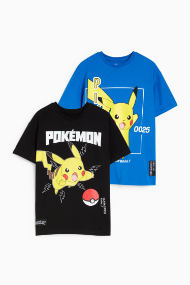 Enfants - Lot de 2 - Pokémon - T-shirts - noir