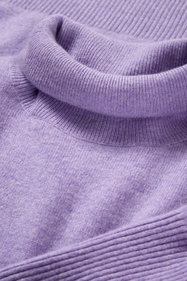Femei - Pulover cu guler rulat din cașmir - violet deschis