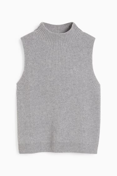 Donna - Glilet in maglia cashmere - grigio