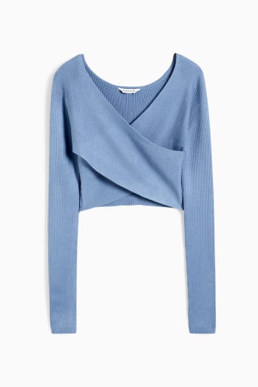 Adolescenți și tineri - CLOCKHOUSE - pulover crop - albastru