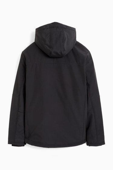 Hommes - Veste softshell à capuche - déperlante - noir