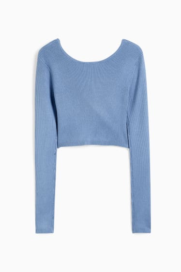 Adolescenți și tineri - CLOCKHOUSE - pulover crop - albastru