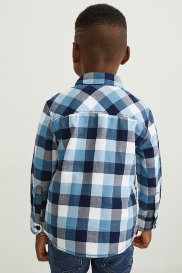 Nen - Camisa - de quadres - blau fosc