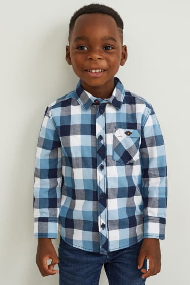 Nen - Camisa - de quadres - blau fosc