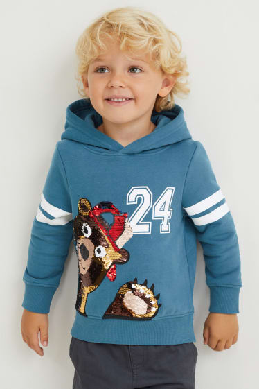 Niños: niños - Sudadera con capucha - con brillos - petróleo