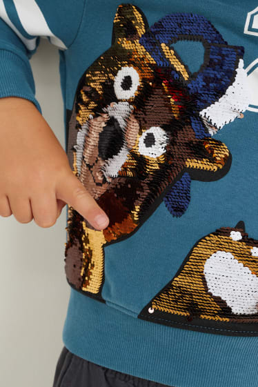 Niños: niños - Sudadera con capucha - con brillos - petróleo