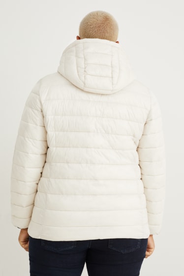 Women - Quilted jacket with hood - creme