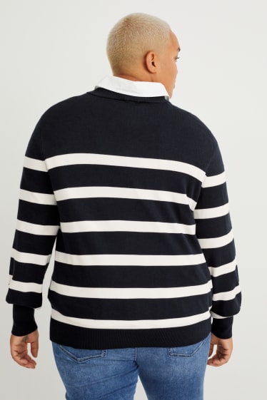 Women - Jumper - striped - dark blue