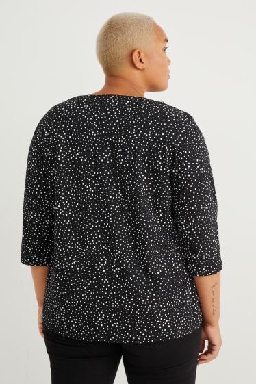 Women - Long sleeve top - polka dot - black