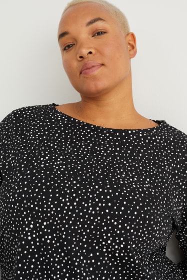 Women - Long sleeve top - polka dot - black