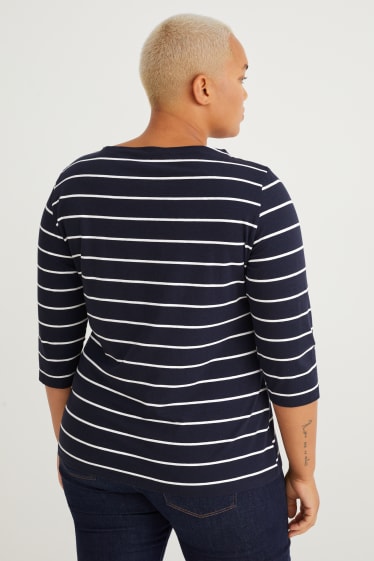 Women - Long sleeve top - striped - dark blue