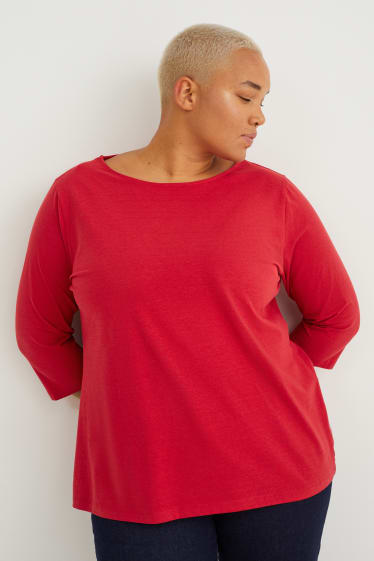 Kobiety - Koszulka z długim rękawem - ciemnoczerwony