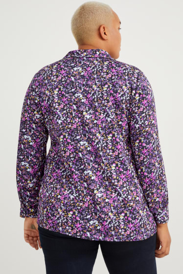 Women - Blouse - floral - dark blue