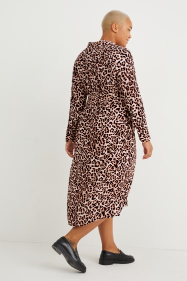 Mujer - Vestido camisero de viscosa - estampado - marrón claro