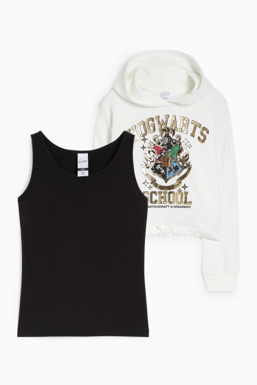 Kinderen: meisjes - Harry Potter - set - hoodie en top - 2-delig - wit / wit
