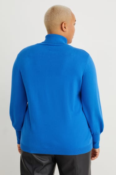 Women - Polo neck jumper - blue