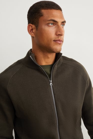 Herren - Strickjacke - dunkelgrün