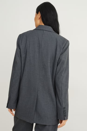 Women - Oversized blazer - pinstripes - dark gray