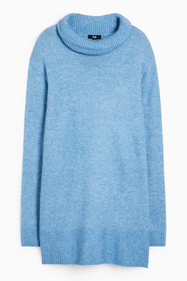 Damen - Rollkragenpullover - blau