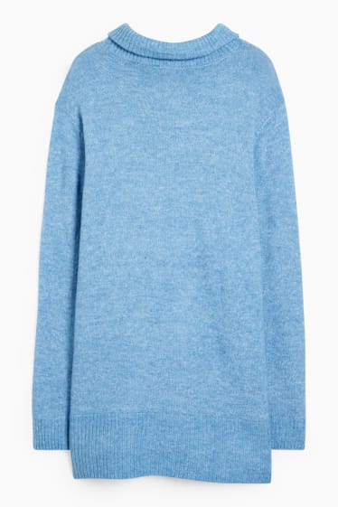 Damen - Rollkragenpullover - blau