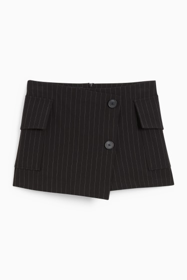 Femmes - Jupe-short - fines rayures - noir