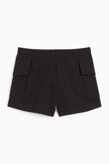 Femmes - Jupe-short - fines rayures - noir