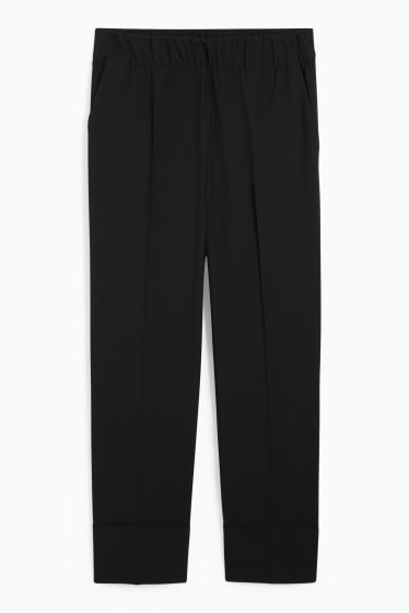 Femmes - Pantalon de toile - mid waist - tapered fit - noir
