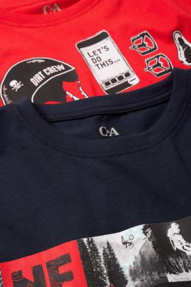 Kinderen: jongens - Uitgebreide maten - set van 2 - longsleeves - donkerblauw