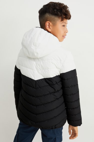 Kinder - Steppjacke mit Kapuze - wasserabweisend - weiss