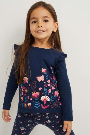 Kinderen: meisjes - Set van 3 - longsleeve - fuchsiarood