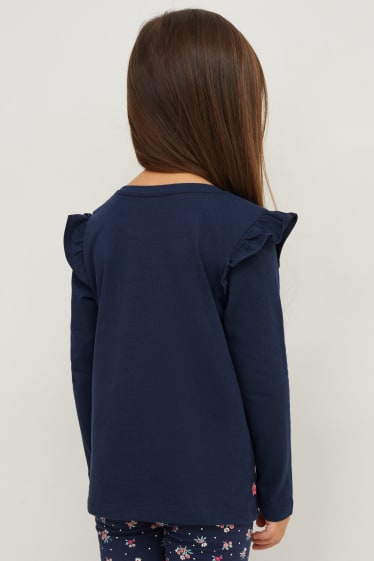 Kinderen: meisjes - Set van 3 - longsleeve - fuchsiarood