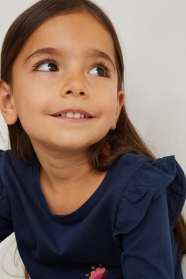 Kinderen: meisjes - Set van 3 - longsleeve - fuchsiarood