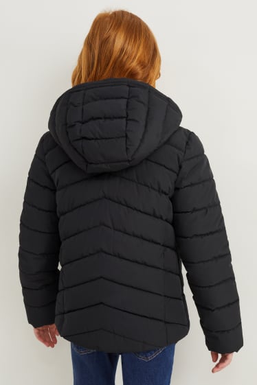 Enfants filles - Doudoune à capuche - imperméable - noir