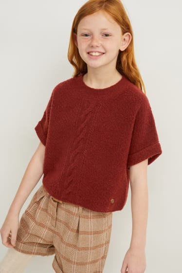 Kinder Mädchen - Pullover - dunkelrot