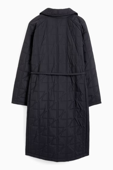 Femmes - Manteau matelassé avec sac à la taille - noir